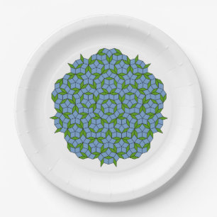Green and Blue Penrose Rhombus Pattern Paper Plates