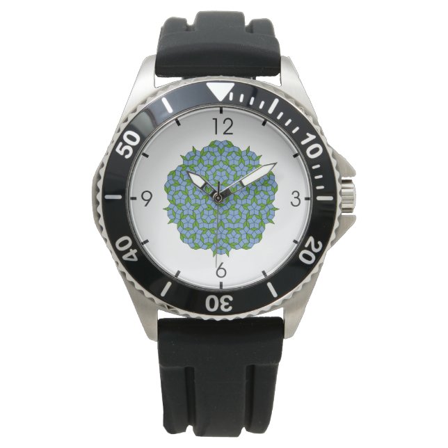 Green and Blue Penrose Rhombus Pattern Watch (Front)