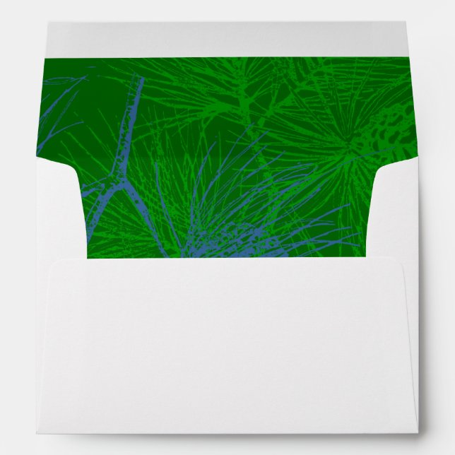 Green and Blue Pine Branch Lined A7 Envelopes (Back (Bottom))