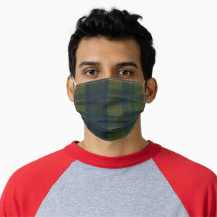 Green and Blue Plaid Adult Cloth Face Mask