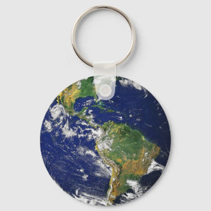 Green and blue planet Earth Keychain