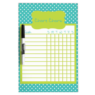 Green and Blue Polka Dot Chore Chart Dry-Erase Board