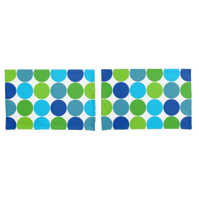 Green and Blue Polka Dot Pattern Pillow Case (Front-Set)