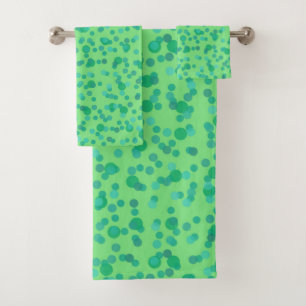green and blue polka dots bath towel set