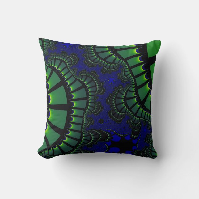 Green and Blue Remix Throw Pillow (Front)