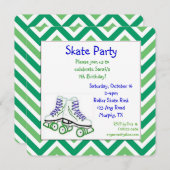 Green and Blue Roller Skate Birthday Invitation (Front/Back)