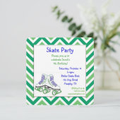 Green and Blue Roller Skate Birthday Invitation (Standing Front)