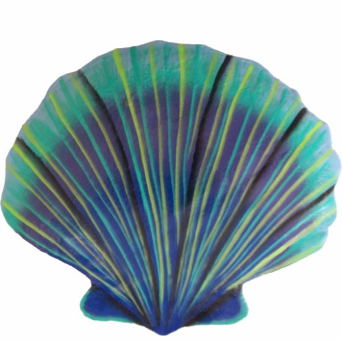Green and Blue Scallop Shell Pin Statuette