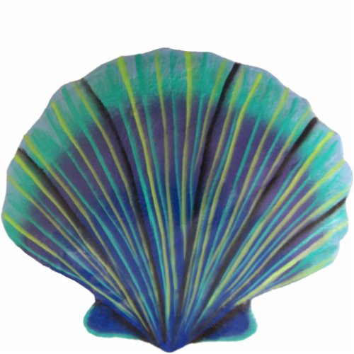 Green and Blue Scallop Shell Sculpture