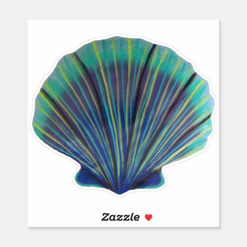 Green and Blue Scallop Shell Sticker