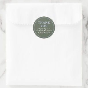 Green and Blue Simple Circle Thank You Classic Round Sticker