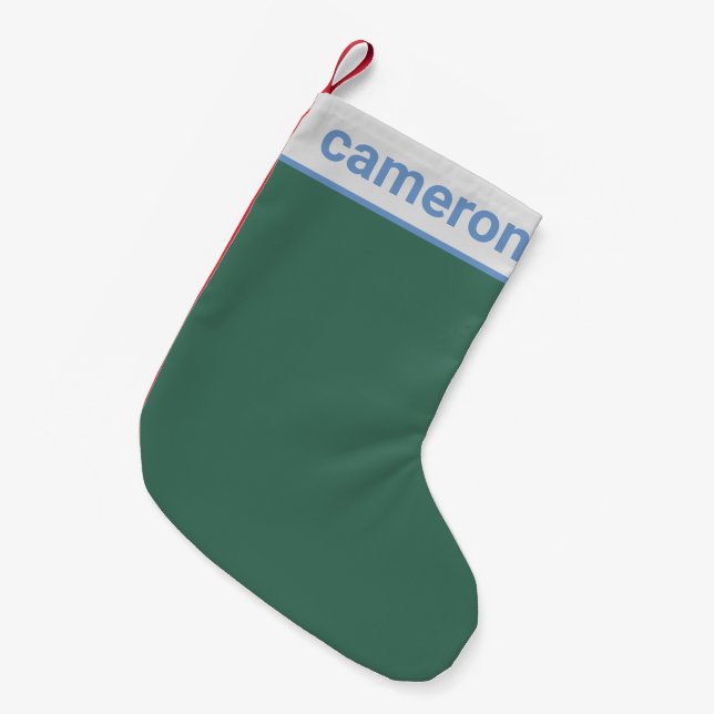 Green and Blue Simple Modern Personalized Small Christmas Stocking (Front (Hanging))