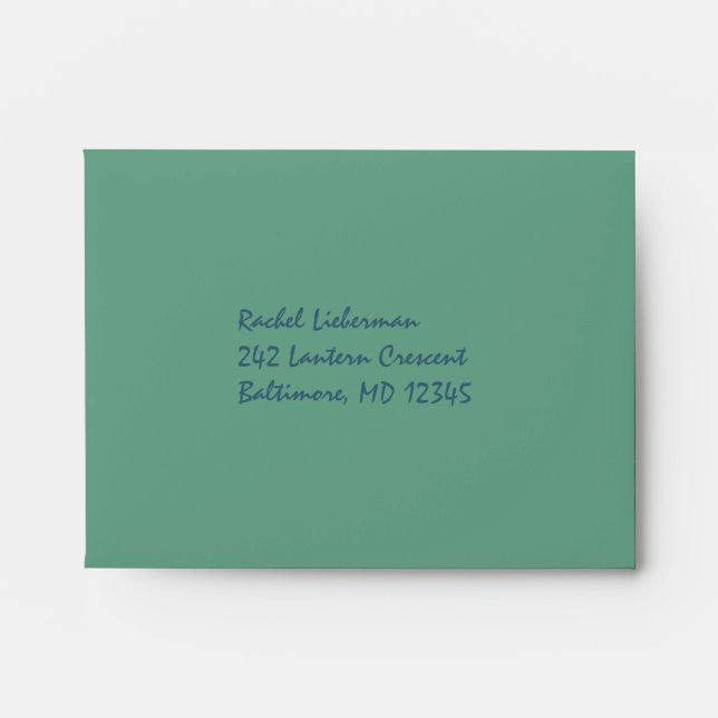 Green and Blue Striped A2 RSVP Envelope (Front)