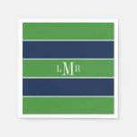 Green and Blue Stripes and Monogram Napkins
