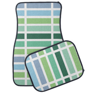 Green and Blue Stripes Car Floor Mat