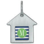 Green And Blue Stripes Custom Monogram Pet Tag at Zazzle
