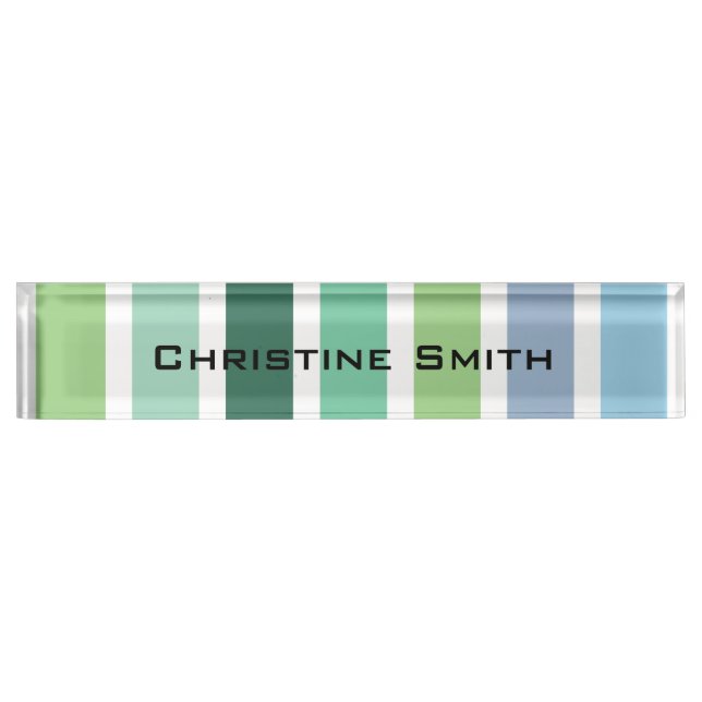 Green and Blue Stripes Desk Name Plate (Front)