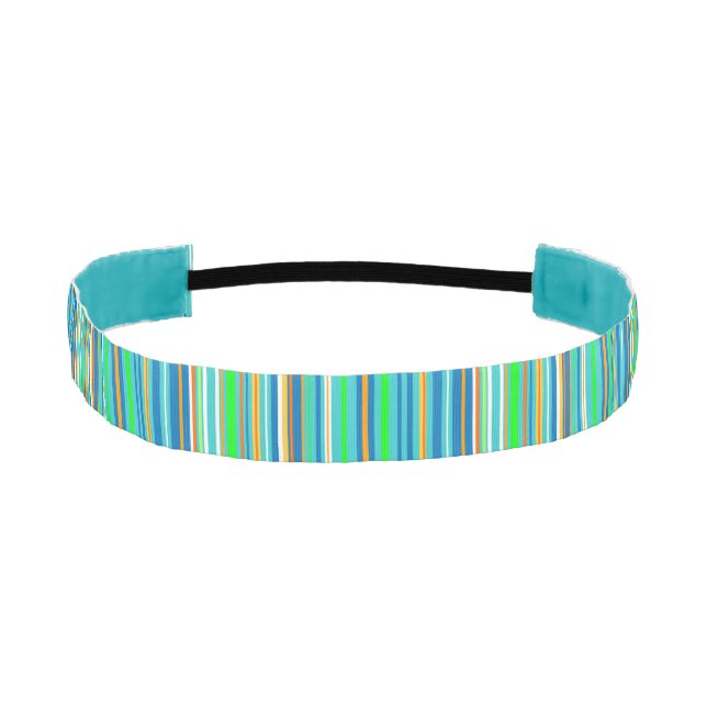 Green and Blue Stripes Elastic Headbands (Front)