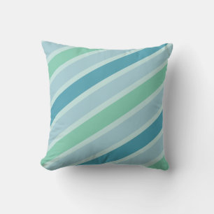 Green and Blue Stripes Modern Patttern Design Throw Pillow