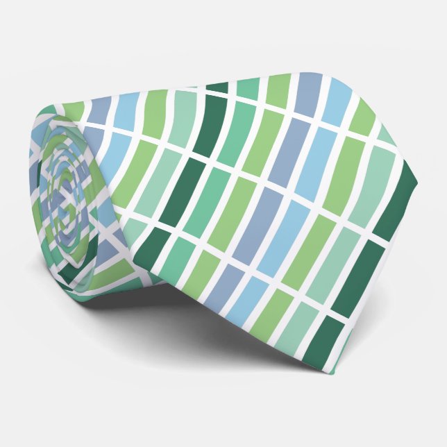 Green and Blue Stripes Neck Tie (Rolled)