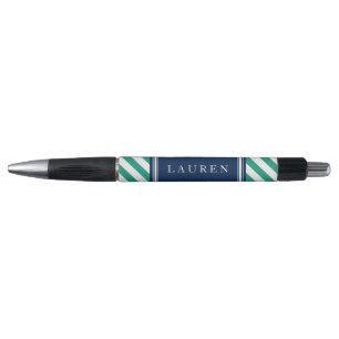 Green and Blue Stripes Pattern Pen
