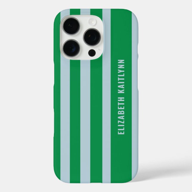 Green and Blue Stripes Pattern Personalized  Case-Mate iPhone Case (Back)
