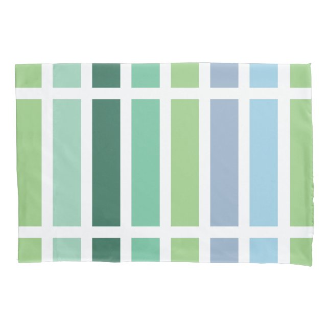Green and Blue Stripes Pillow Case (Front)