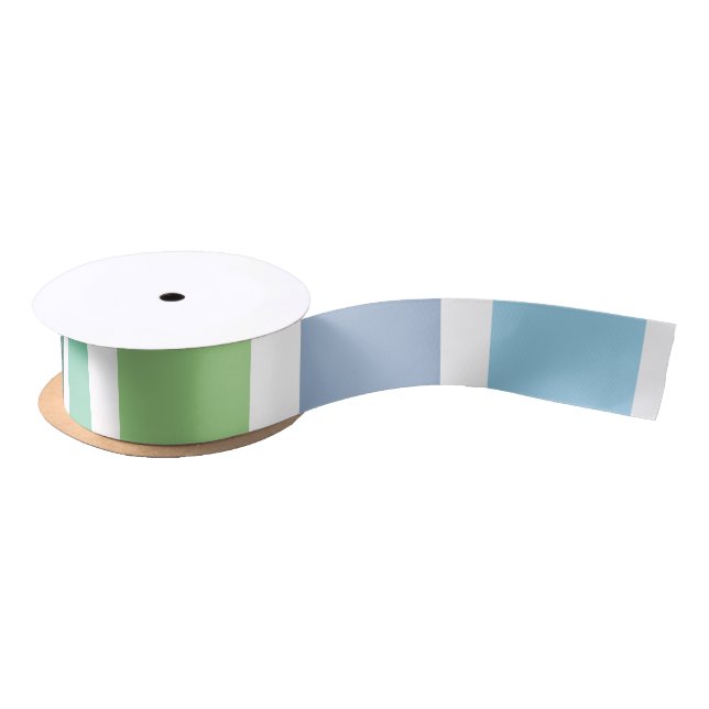 Green and Blue Stripes Satin Ribbon (Spool)