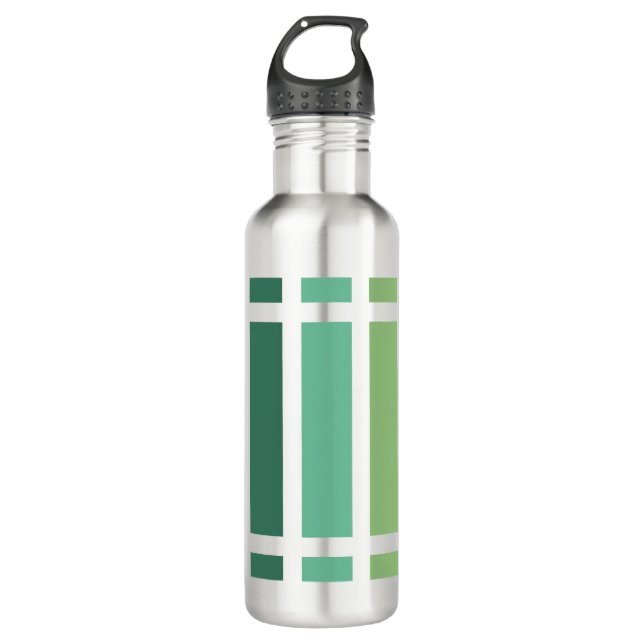 Green and Blue Stripes Stainless Steel Water Bottle (Front)
