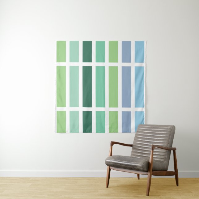 Green and Blue Stripes Tapestry (In Situ)
