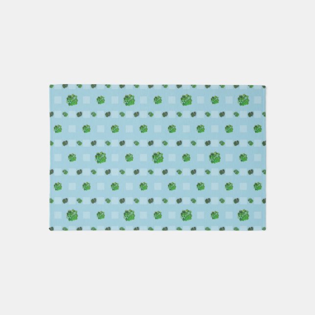 Green and Blue Succulents Area Rug (Front)