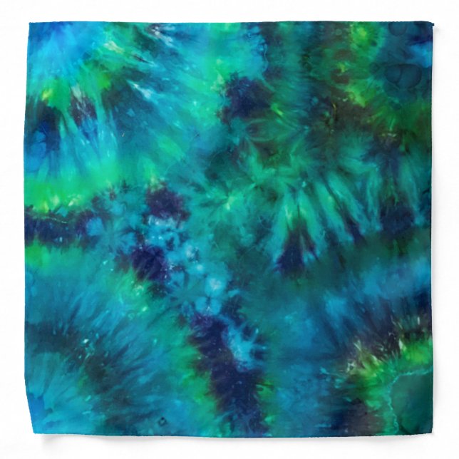 Green and Blue Tie Dye Bandana (Front)