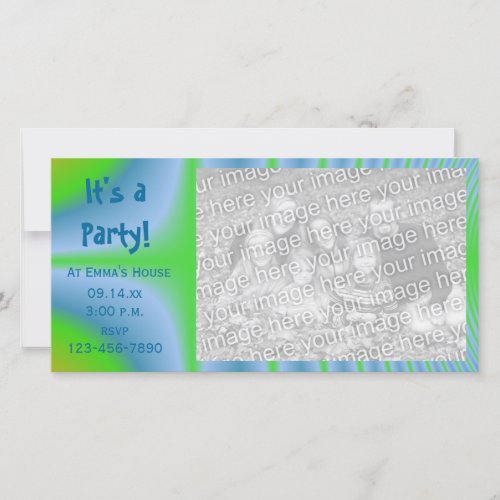 Green and Blue Tie Dye Party Invitation Photo Card