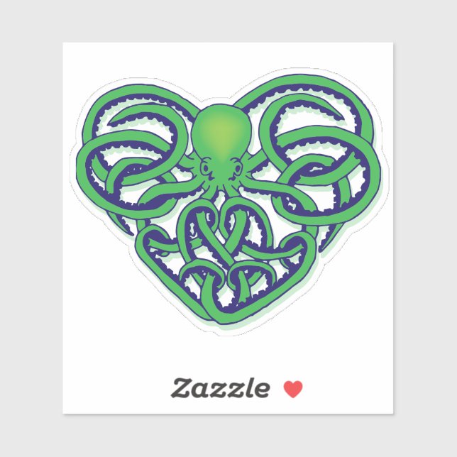 Green and Blue Tribal Octopus Tattoo Design Decal (Sheet)