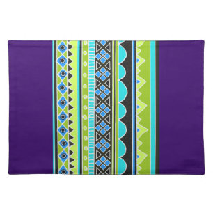 Green and blue tribal pattern placemat