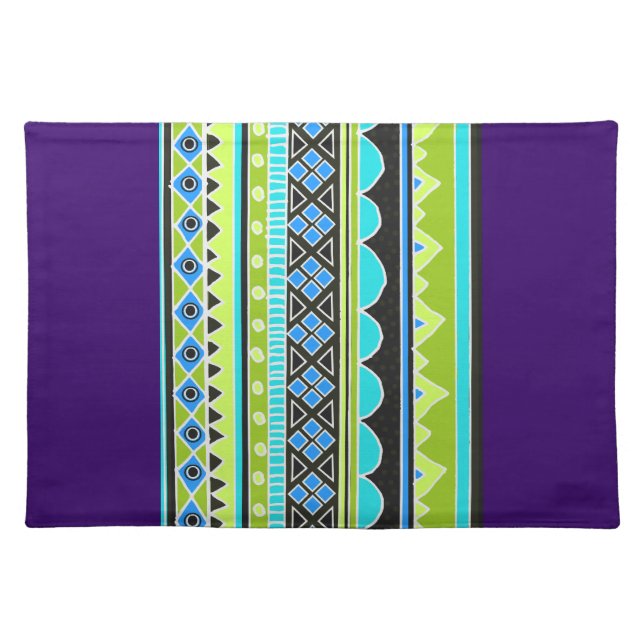 Green and blue tribal pattern placemat (Front)