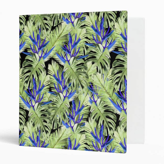 Green and blue tropical plants 3 ring binder (Front/Inside)