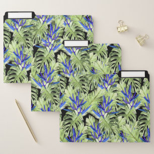 Green and blue tropical plants file folder