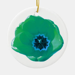 Green and Blue Tulip Custom Birthday Ceramic Ornament