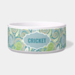 Green and blue vintage paisly pattern monogram bowl<br><div class="desc">Pastel blue and green vintage floral paisley pattern with a custom name/monogram.</div>