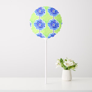 Green and Blue Watercolor Flowers Balloon