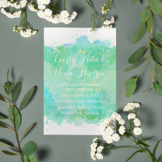 Green and Blue Watercolor Wedding Invitation