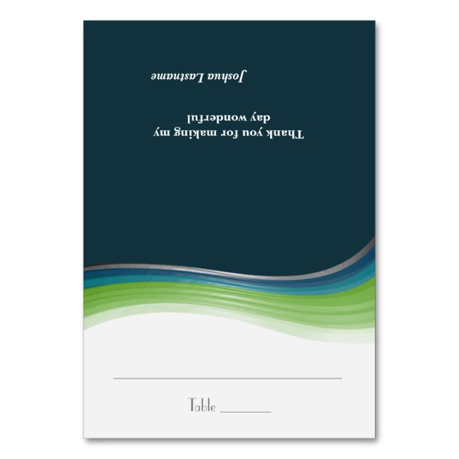 Green and Blue Wave Seating Card (Front)
