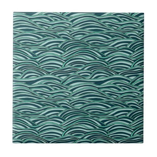 Green and blue waves pattern Sea texture Tile