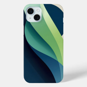 Green and blue wavy forms iPhone 15 plus case