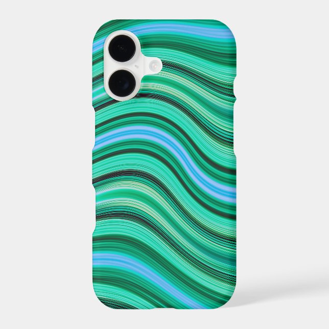 Green and blue wavy stripes pattern iphone case (Back)