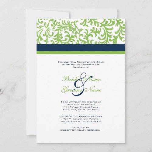 Green and Blue Wedding Invitation
