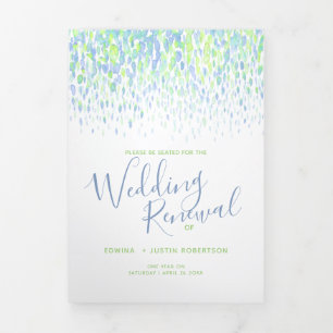 Green and blue wedding renewal ceremony program