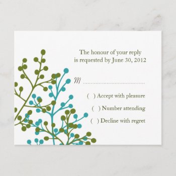 Green And Blue Wedding Rsvp Reply Cards by CustomWeddingDesigns at Zazzle