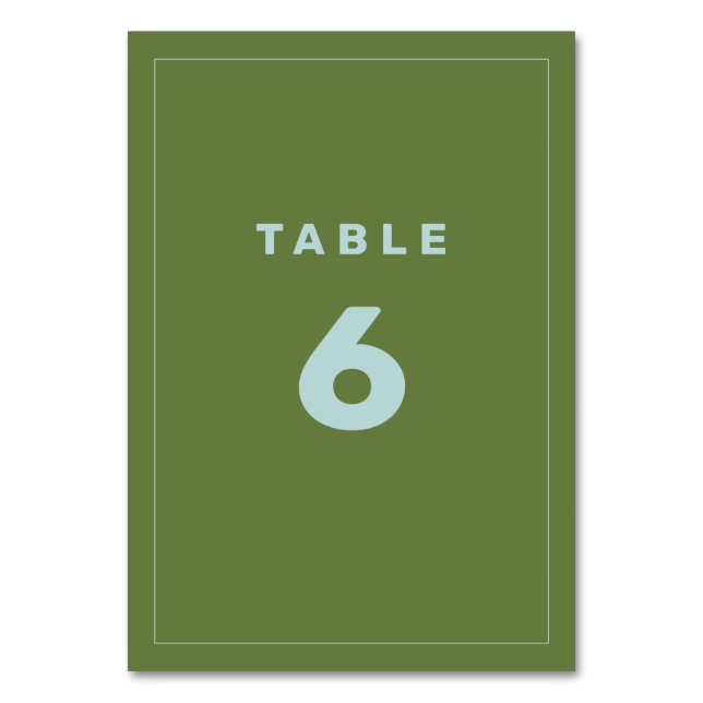 Green and Blue Wes Anderson Inspired Table Number (Front)